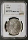 1885 $1 Morgan Silver Dollar NGC MS63