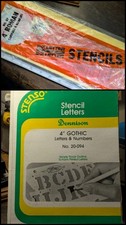 Stencil Letters Numbers STENSO 4" Gothic E-Z LETTER 4" Roman VINTAGE Paper