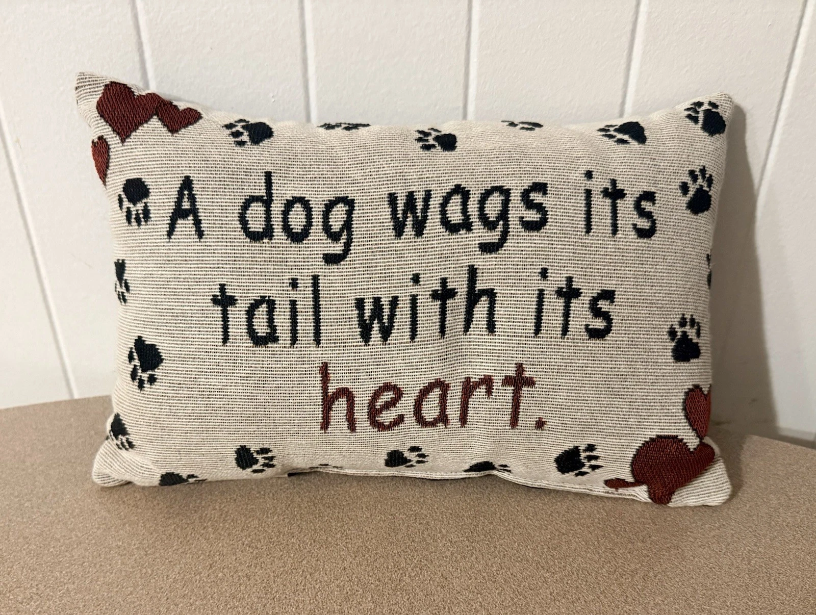 Hallmark “A Dog Wags Its Tail With Its Heart” Tapestry Accent Throw Pillow NWT
