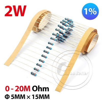 Widerstand 0 Ohm - 20M Ohm Metallfilm 20 Auswahl 2W 1% Widerstände