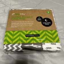 Swaddle Blanket Infant Wrap Ziggy Baby 3 pack, soft cotton, grey, S/M 7-14 lbs