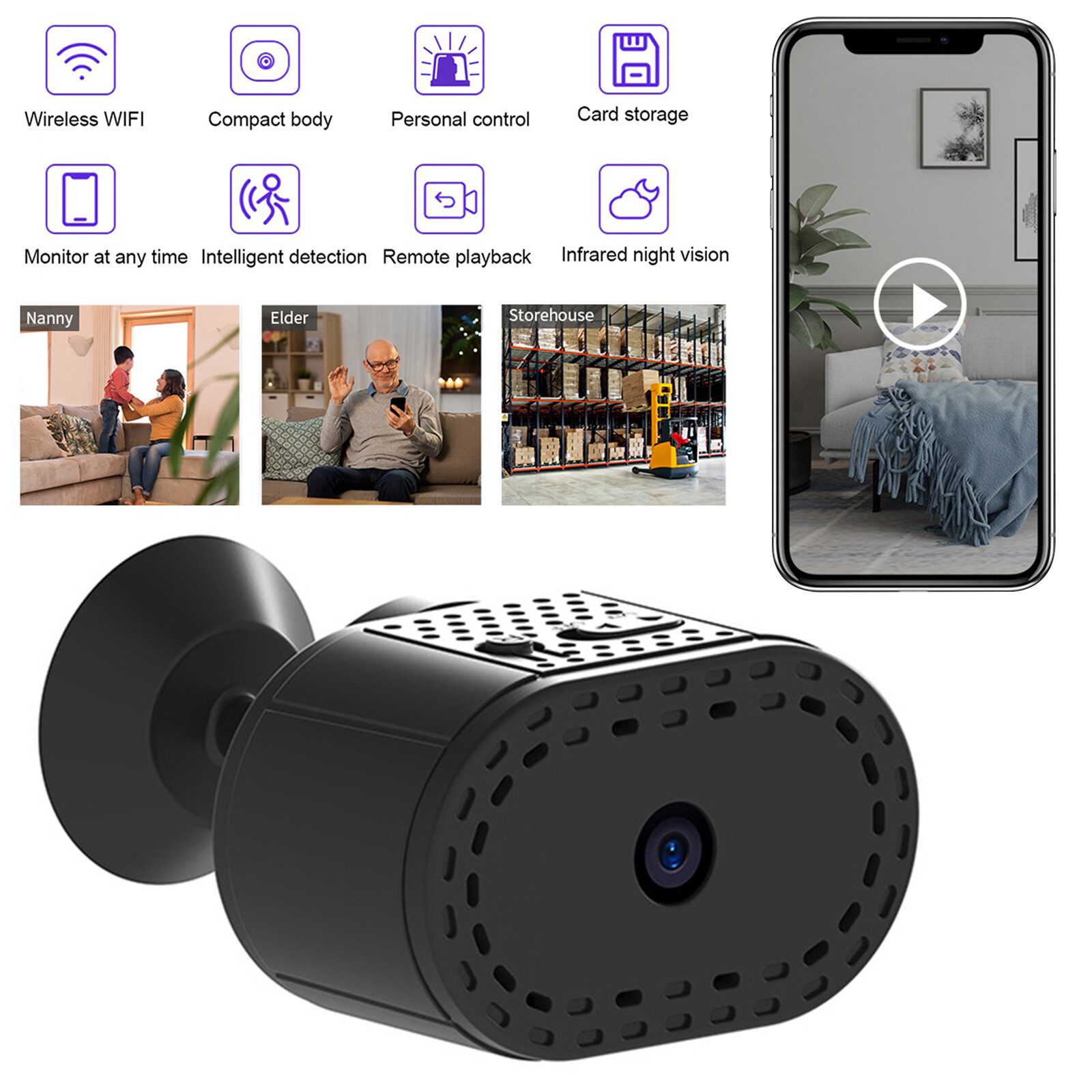 Wireless WiFi Outdoor Security Camera 1080P HD Night Vision Smart Home CCTV Monitor  -image