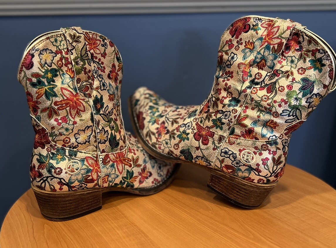 Roper Womens Ingrid Floral Snip Toe Western Cowboy Bo… Gem