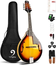 8 String A Style Acoustic Mandolin Musical Instrument Sunburst with Tuner