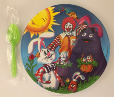 1996 McDonald's Easter Egg Spring Plastic Plate & Spoon Ronald Grimace ...