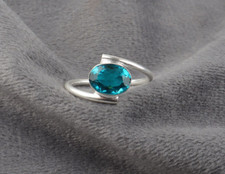 Blue Apatite Gemstone 925 Sterling Silver Handmade Disigner Jewelry Ring Gift