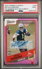 2021 Panini Classics Purple Auto Micah Parsons 06/25 RC Cowboys PSA 9 MINT POP 3