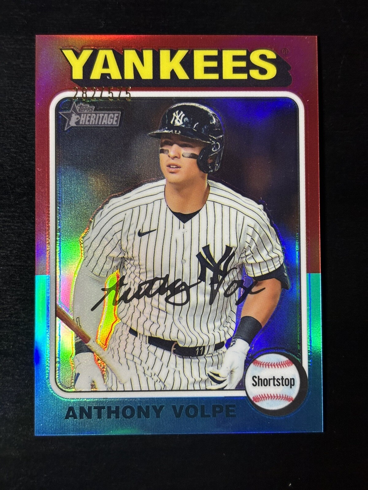 2024 Topps Heritage Chrome Refractor #282 Anthony Volpe 282/575 New York Yankees