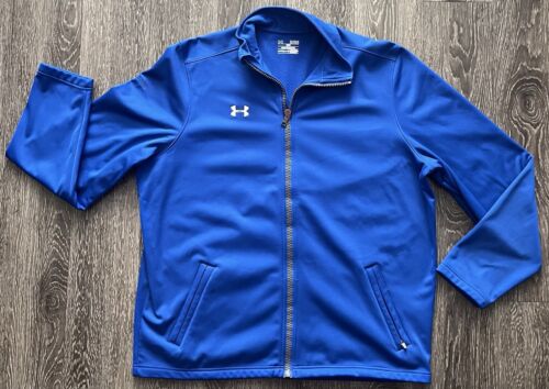 Under Armour Coldgear Blue Full Zip Fleece Lined Jacket Coat Hyundai Sz XL Loose