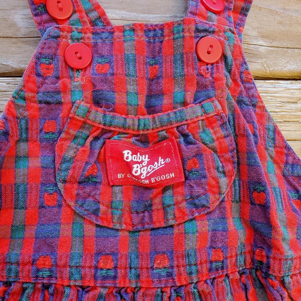 Vintage Baby Osh Kosh B'Gosh Red Plaid Apple Overalls Vintage Baby Osh Kosh B'Gosh Red Plaid Apple Overalls