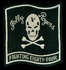 USN VF-84 Jolly Rogers Fighting Eighty-four WW2 Felt Patch S-22