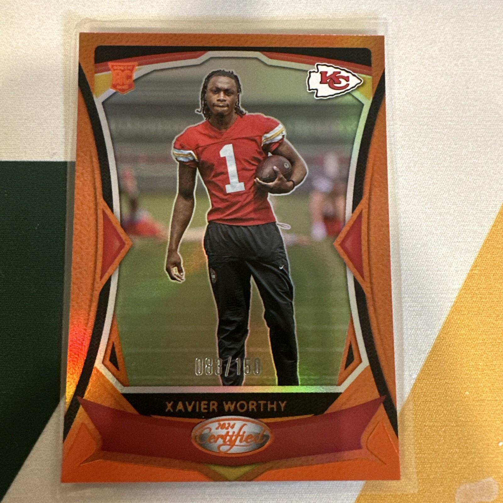 2024 Panini Certified Xavier Worthy #120 Orange /150 Kansas City Chiefs RC
