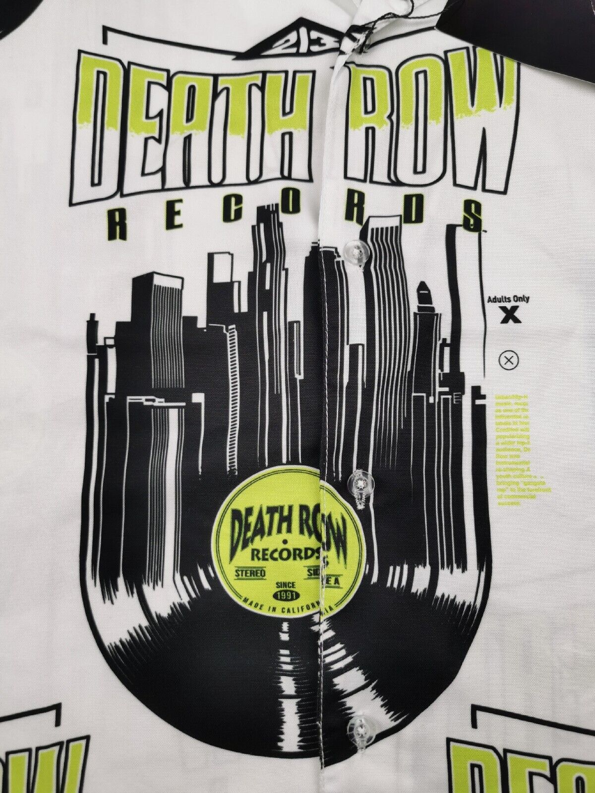 FILA Camicia da uomo DEATH ROW RECORDS taglia M NUOVA manica corta stampa disco design hip hop