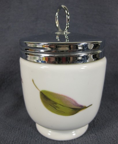 Royal Worcester Evesham Gold Egg Coddler King 3 1/4" Double with Lid Metal Lip - Picture 3 of 8