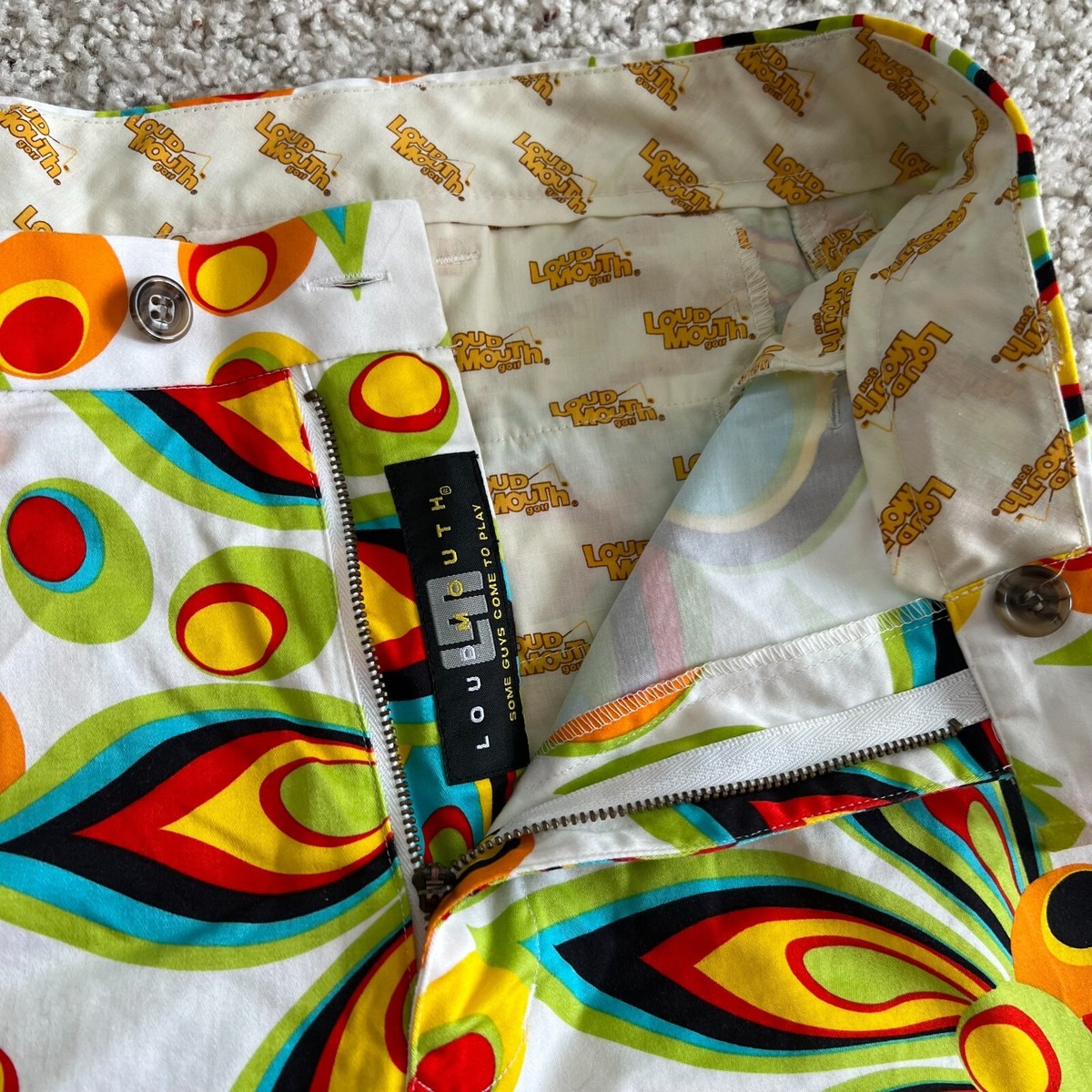 Loudmouth Golf Pants Shagadelic Paisley Trippy Peacock Flower