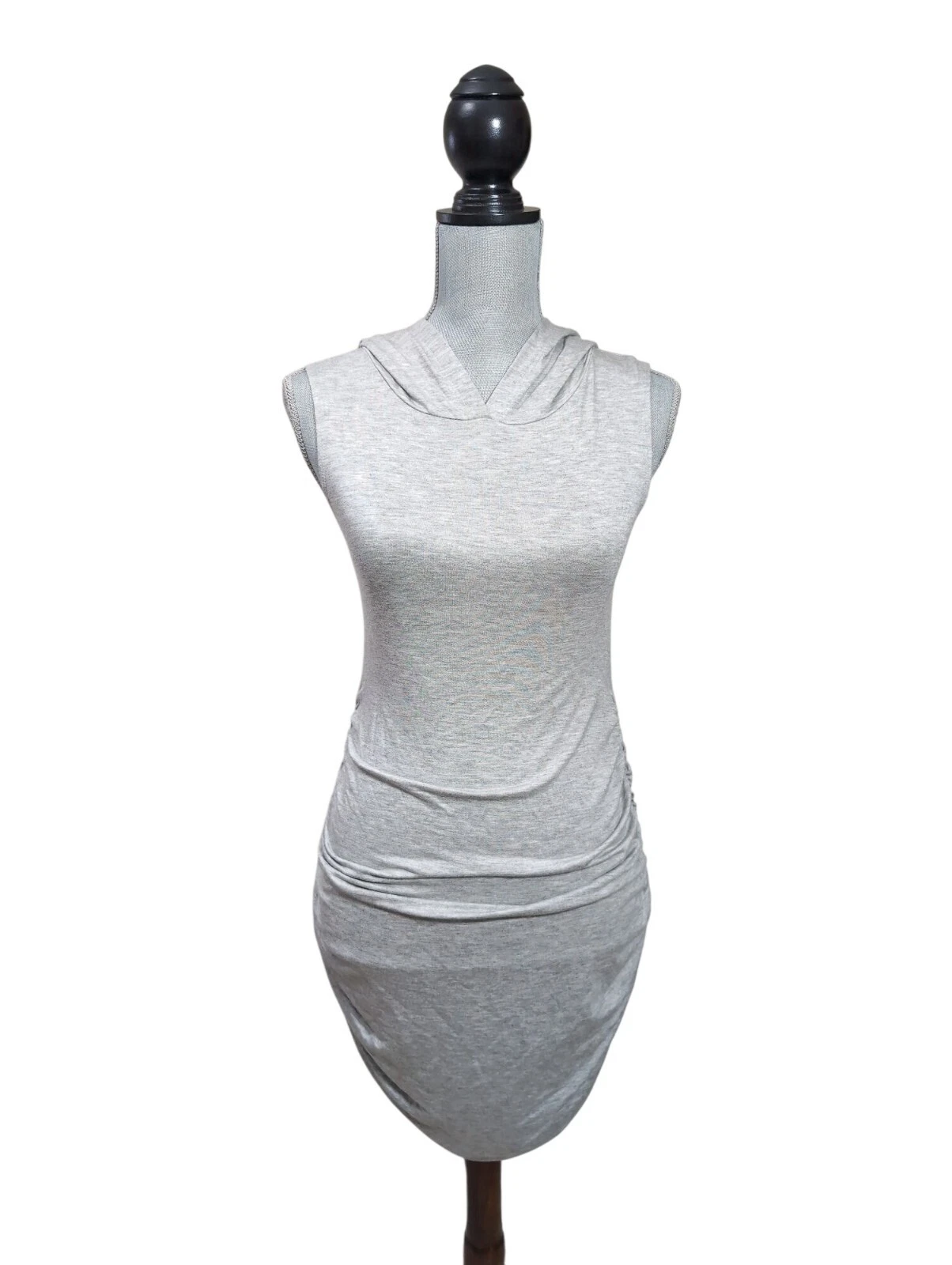 Antistar Hoodie Bodycon Mini Dress Womens S Gray Stretchy Beachy Casual Travel