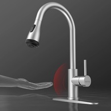 WaterSong Touchless Kitchen Faucet 4 Sink w/ Smart Sensor in Brushed Nickel NEW