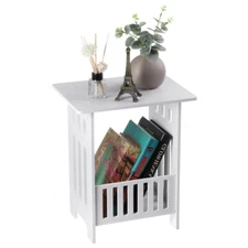 BEDROOM NIGHTSTAND END TABLE White Modern with Book Storage