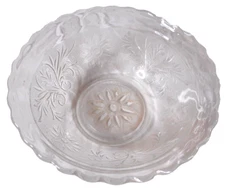 Anchor Hocking Floral Sandwich Clear Glass Scalloped Edge Fruit Bowl 6 1/2"