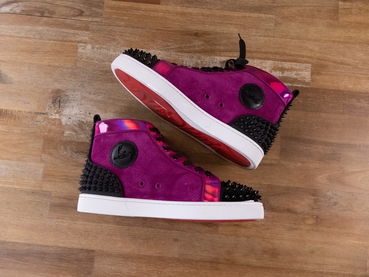 SALE Christian Louboutin Lou Spikes 2 ハイカットスニーカー CHRISTIAN LOUBOUTIN Lou Spikes 2 Flat purple black suede