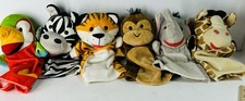 Melissa and Doug lot Of 6 Animal Hand Puppets Monkey Elephant Giraffe Tiger Bird
