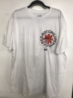 Hot Topic Red Hot Chili Peppers White T Shirt logo front and back