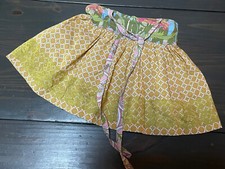 MATILDA JANE size 18M Girls Apron Twirl Skirt Mustard Yellow Green Pink Floral
