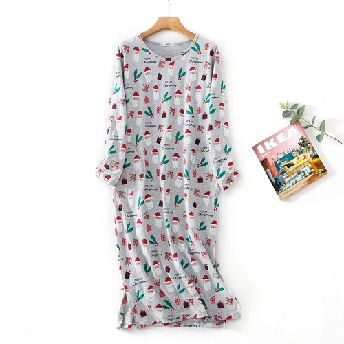 Women's Pajamas Long Sleeve Nightgown Sleep Shirt Cotton Nightshirt Sleep Dress - Bild 18 von 38
