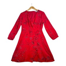 Madewell Hazelwood Floral Print Wrap-Front Mini Dress size 4 Red