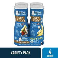 Gerber Stage 3 Baby Food Snacks, Banana and Apple Strawberry Variety Pack, 1.48