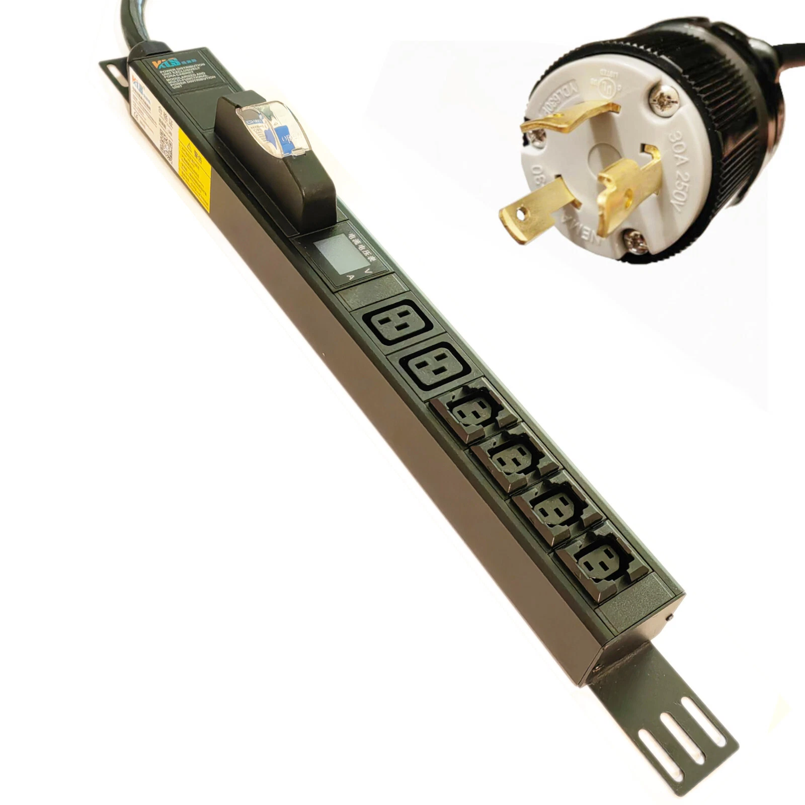 1 pole MCB PDU 240V 30A L6-30P 2 x C19 + 4 x C13