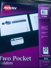 Avery 47988 Two Pocket 25 Folder - Letter 8.5" X 11" Black