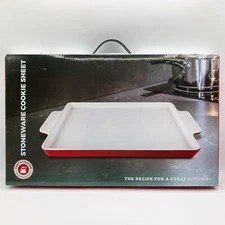 Chef's Counter Red Stoneware Cookie Sheet 10.5"x17.9" Baking Tray NIB