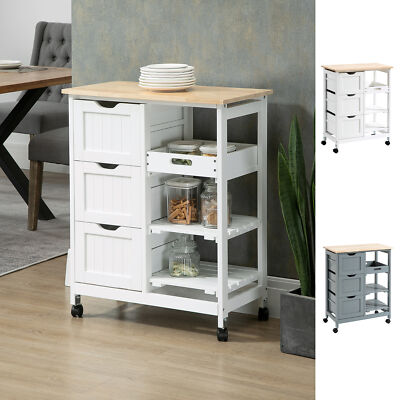 Compact Bar Serving Cart, Compact Trolley with Wood Top & Drawers