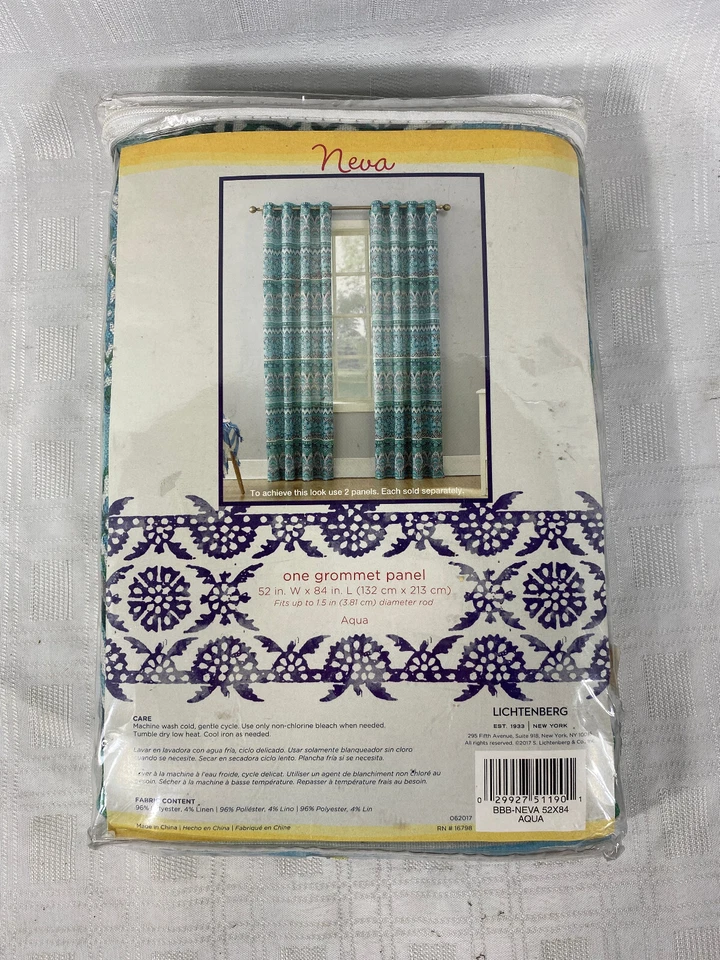 Panel de cortina de ventana superior con ojal Neva 52 x 84 pulgadas nuevo stock antiguo Foto 2 de 3