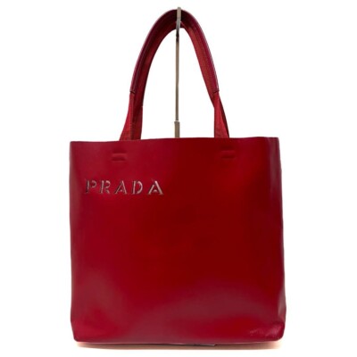 トートバッグ Prada Red Leather Handbag With Subtle Logo Detail s-l400.jpg