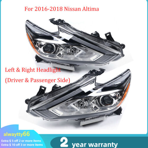 1 Pair Headlights For 2016 2017 2018 Nissan Altima 2.5L Factory Halogen Headlamp
