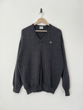 Vintage 90s Lacoste Woolmark Knit Jumper V-Neck 100 Wool Sweater Mens XL 6