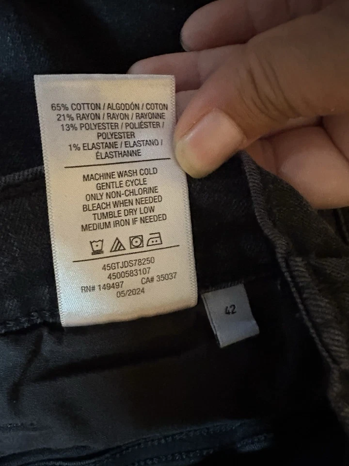 Joe's Jeans Para Hombre 42 Denim DXL Negro Recto Tiro Medio Pierna 5 Bolsillos Preppy Foto 4 de 4