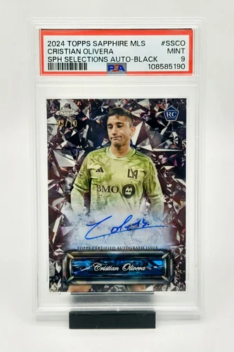 2024 Topps Chrome Sapphire MLS Cristian Olivera Selections Auto Black /10 PSA 9