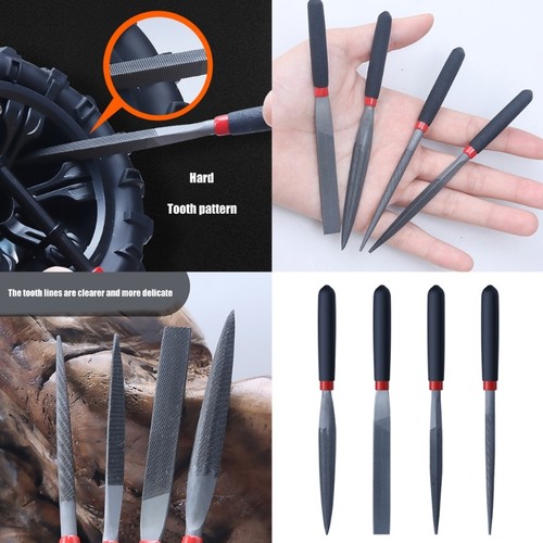 4Pcs Needle File Set Hand Metal Files Strength Steel Include Flat Warding Square - Picture 2 of 8