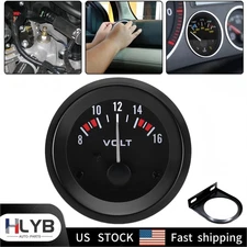 UNIVERSAL 2" 52MM MECHANICAL WHITE LED CAR AUTO VOLT VOLTAGE GAUGE METER 8V-16V