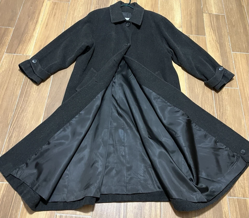 Abrigo largo de lana marrón con forro Jones New York vintage para mujer Foto 2 de 4