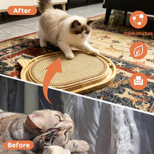 Wooden Interactive Cat Scratcher Toy with Ball Track Sisal Scratch Pad for Cats