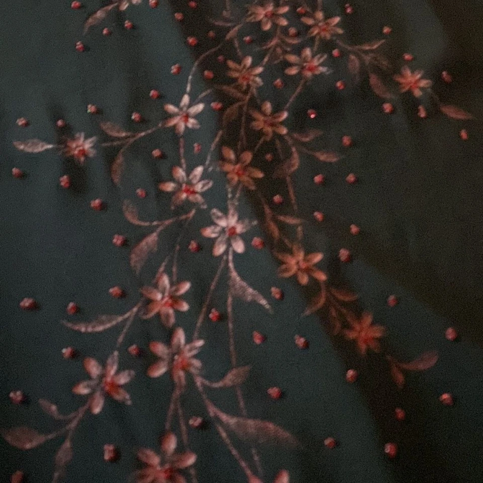 VTG Y2K black & red floral glitter whimsigoth moody LBD cocktail dress size S - Image 3 of 4