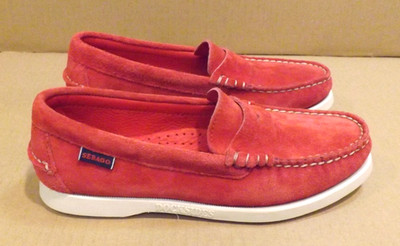 SEBAGO Docksides Penny Loafer Red Suede Womens Size US 7.5R