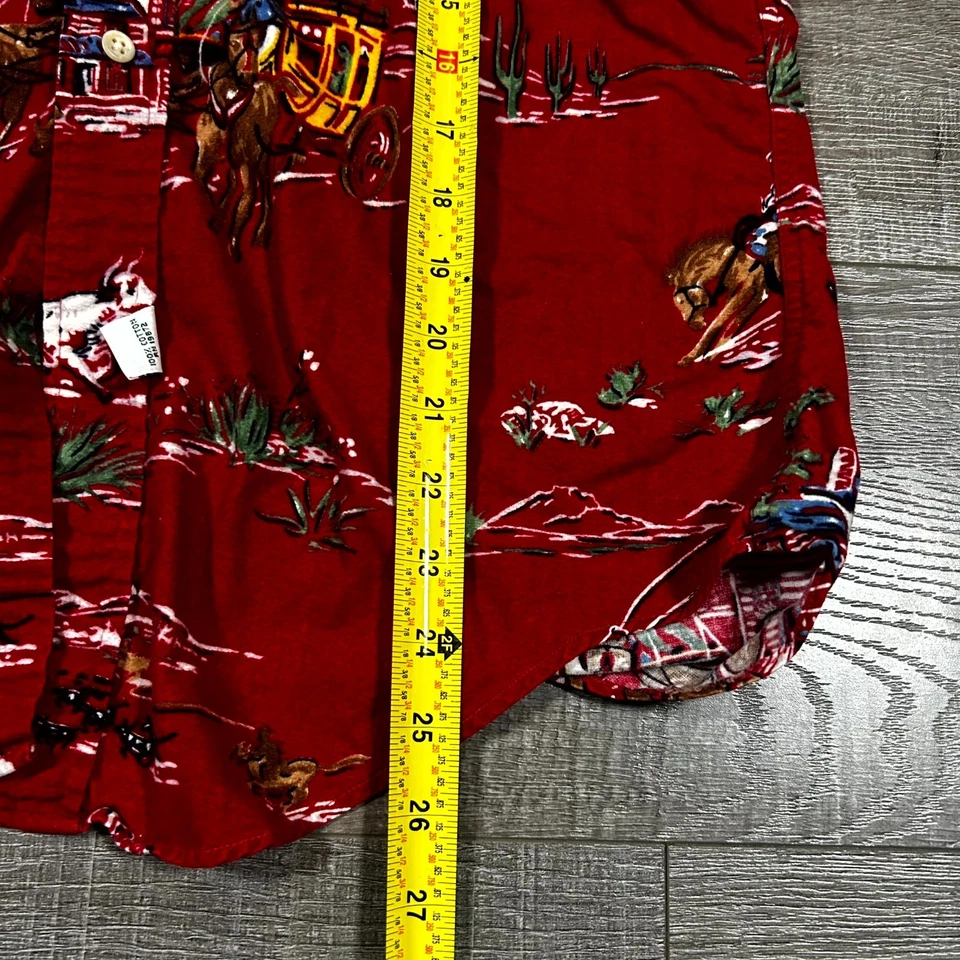 VTG 90s Polo Ralph Lauren Western Button Up Shirt Boys 20 Red Cowboy Rodeo Rare - Image 4 of 4