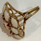 Vintage 18k HGE Gold Electroplate Opal & Ruby Cocktail Cluster Ring Size 8 — photo 6