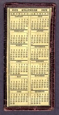 1902 Pocket / Wallet Calendar - Bordered and Bound in Leather - Very Unique Item