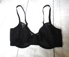 34DDD Sheer Black Lace Underwire Unlined NATORI Minimizer Bra 34DDD